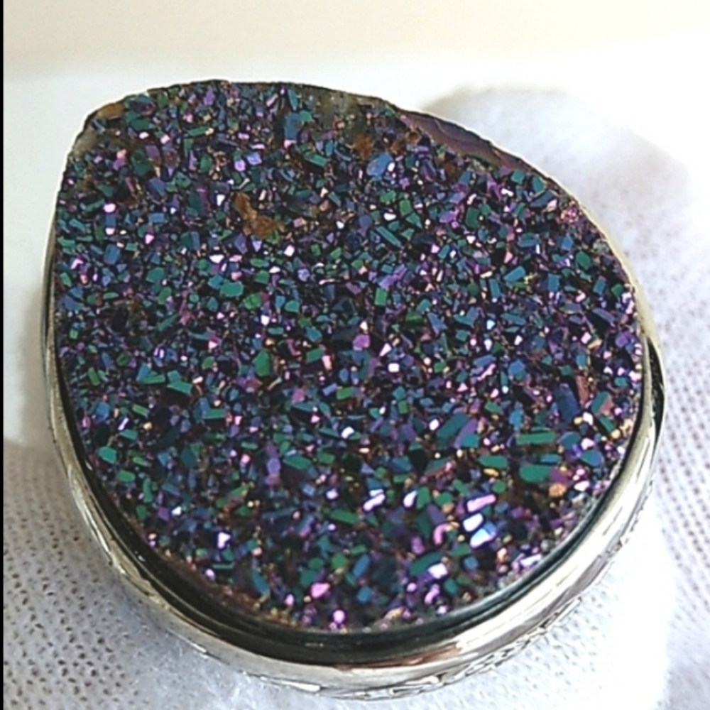 STERLING PURPLE DRUZY QUARTZ RING SIZE 7